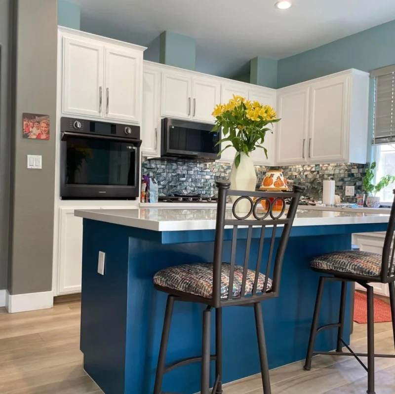 A bright finished residential kitchen