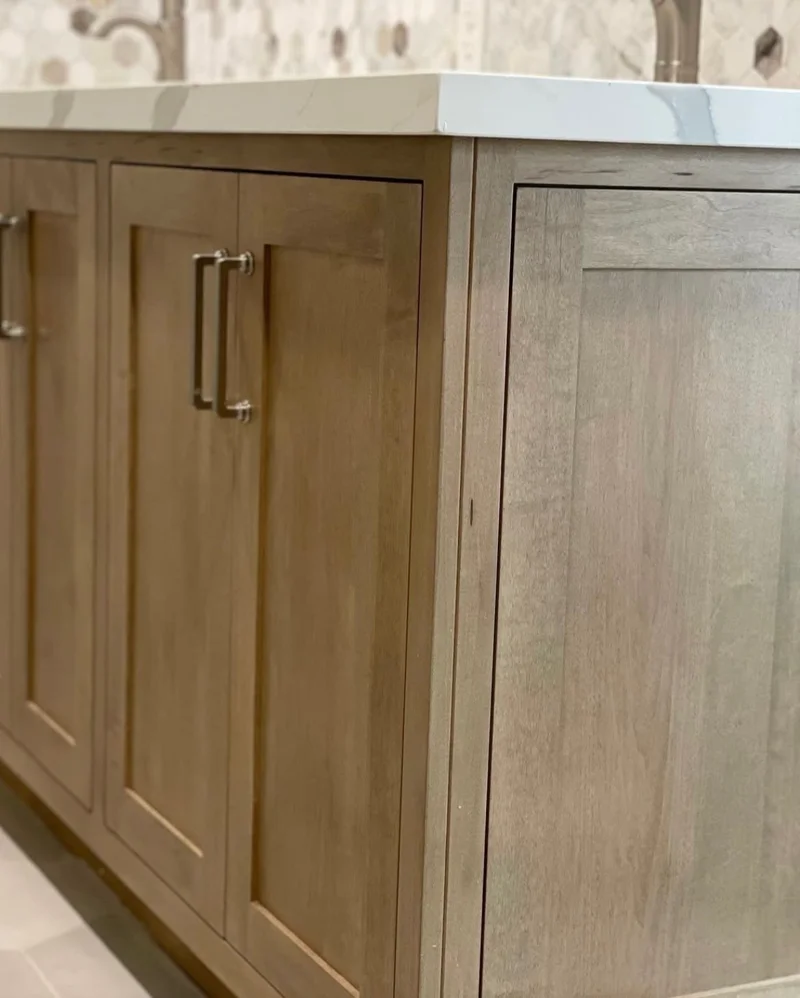 Natural wood cabinet finishing detail
