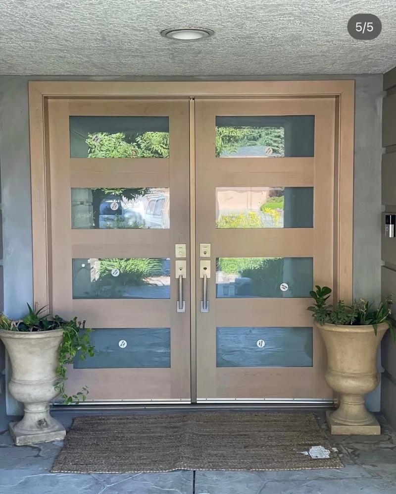 Refinished wooden entry doors